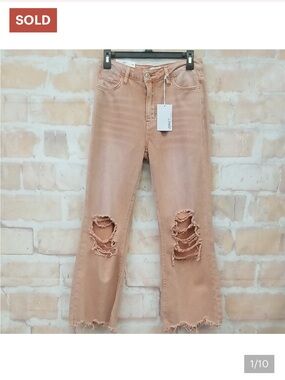 NWT VERVET Size 26 Rust Distressed Flare Jeans